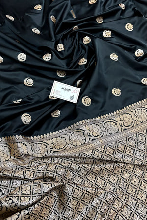 Sonakshi Sinha Black Katan Mashru Silk Banarasi Saree
