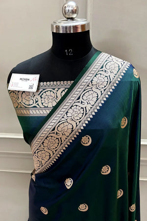 Sonakshi Sinha Bottle Green Auda Katan Mashru Silk Banarasi Saree