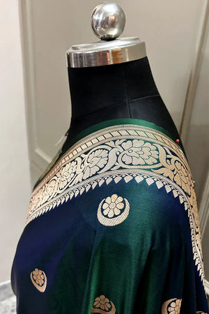 Sonakshi Sinha Bottle Green Auda Katan Mashru Silk Banarasi Saree