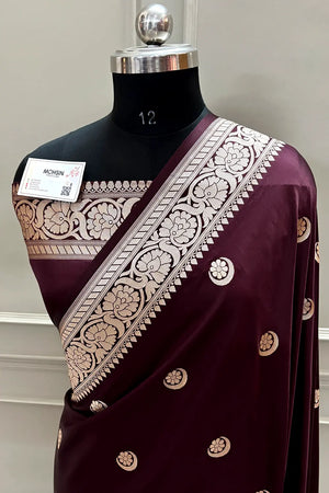 Sonakshi Sinha Wine Katan Mashru Silk Banarasi Saree