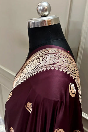Sonakshi Sinha Wine Katan Mashru Silk Banarasi Saree