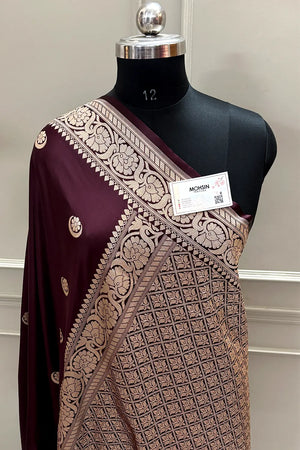 Sonakshi Sinha Wine Katan Mashru Silk Banarasi Saree