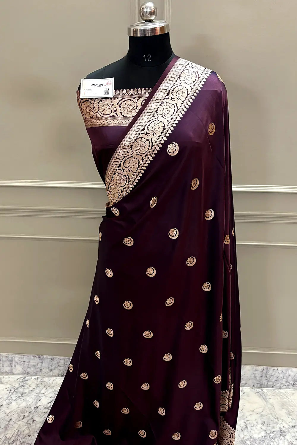 Sonakshi Sinha Wine Navy Katan Mashru Silk Banarasi Saree