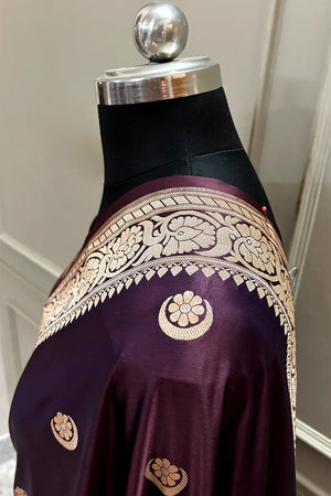 Sonakshi Sinha Wine Navy Katan Mashru Silk Banarasi Saree