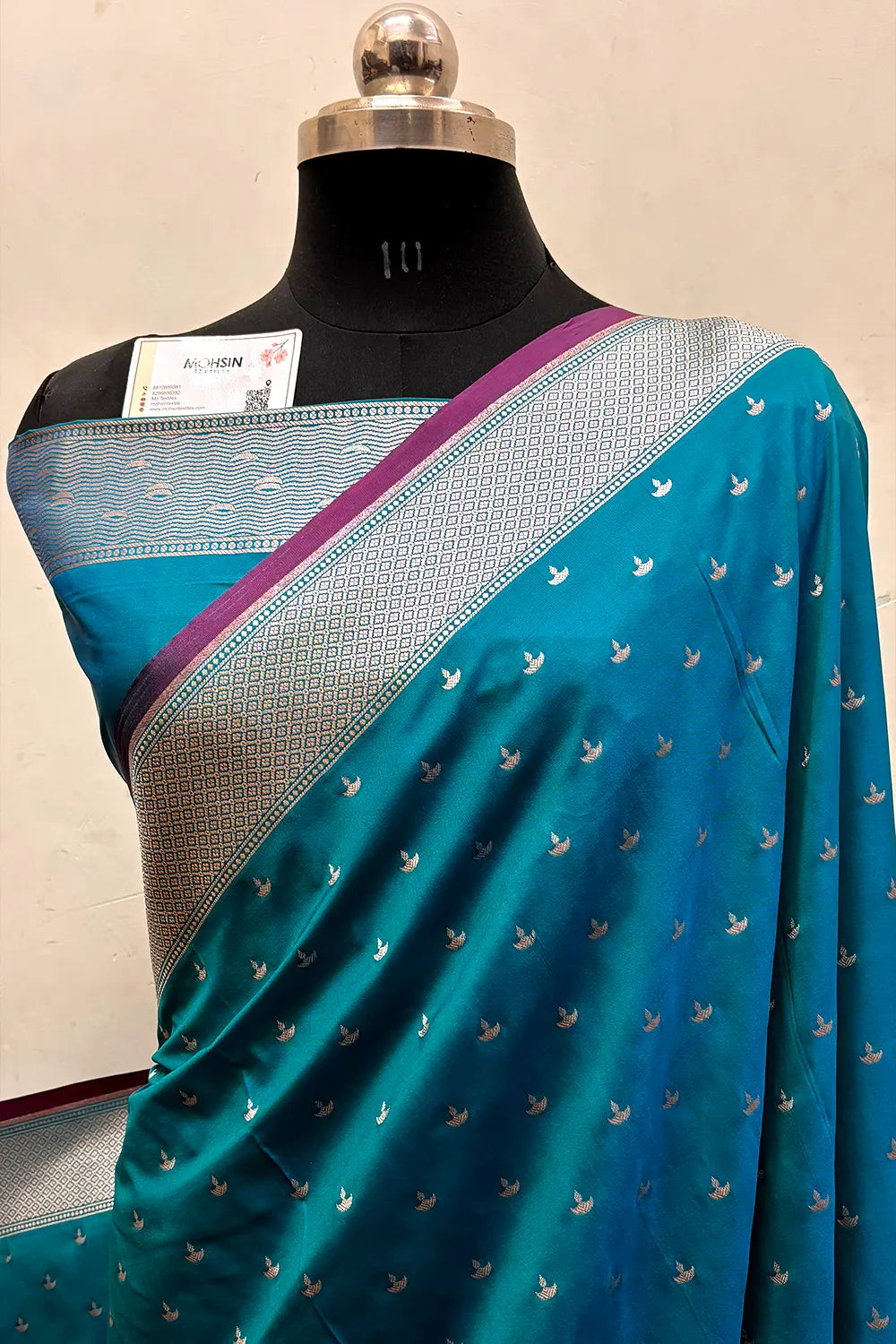 Teal Diwali Ghat Katan Silk Banarasi Saree