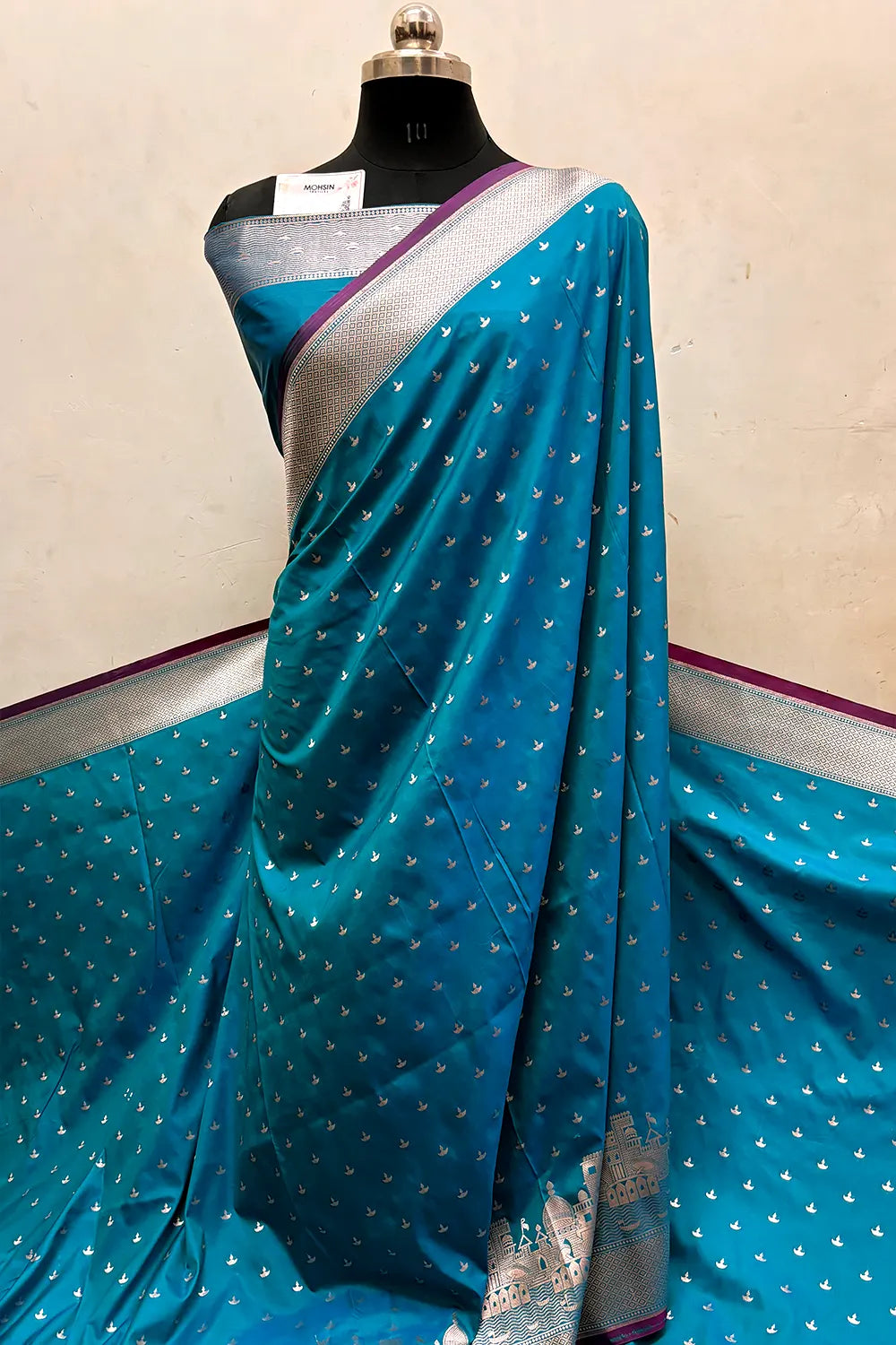 Teal Diwali Ghat Katan Silk Banarasi Saree