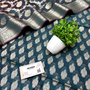 Teal Dracula Buta Banarasi Silk Suit