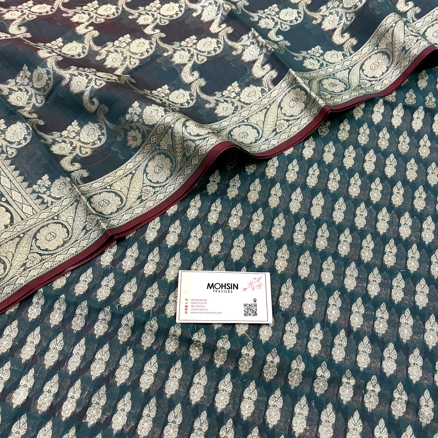 Teal Dracula Buti Banarasi Silk Suit