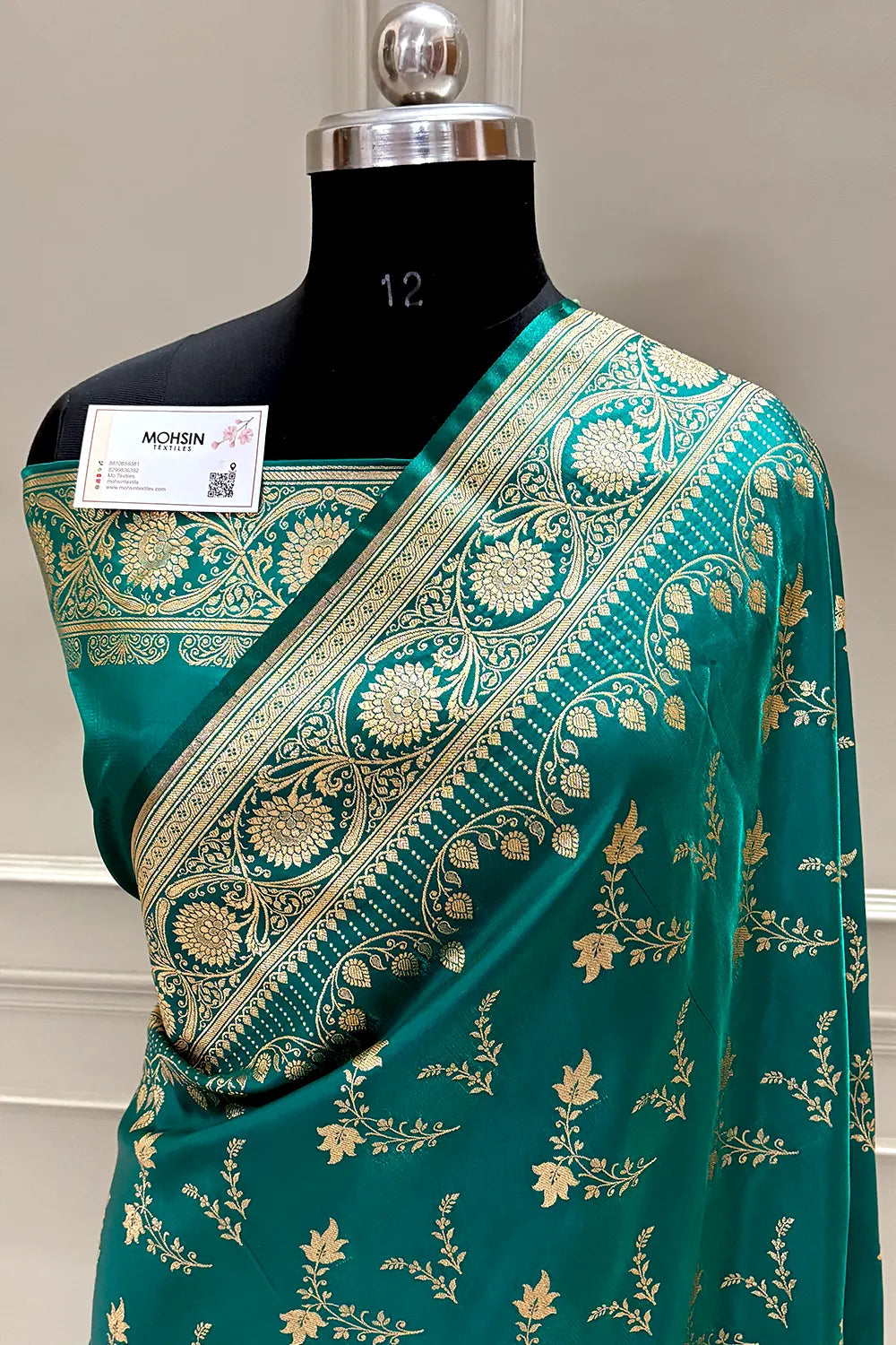 Teal Floranza Katan Silk Banarasi Saree