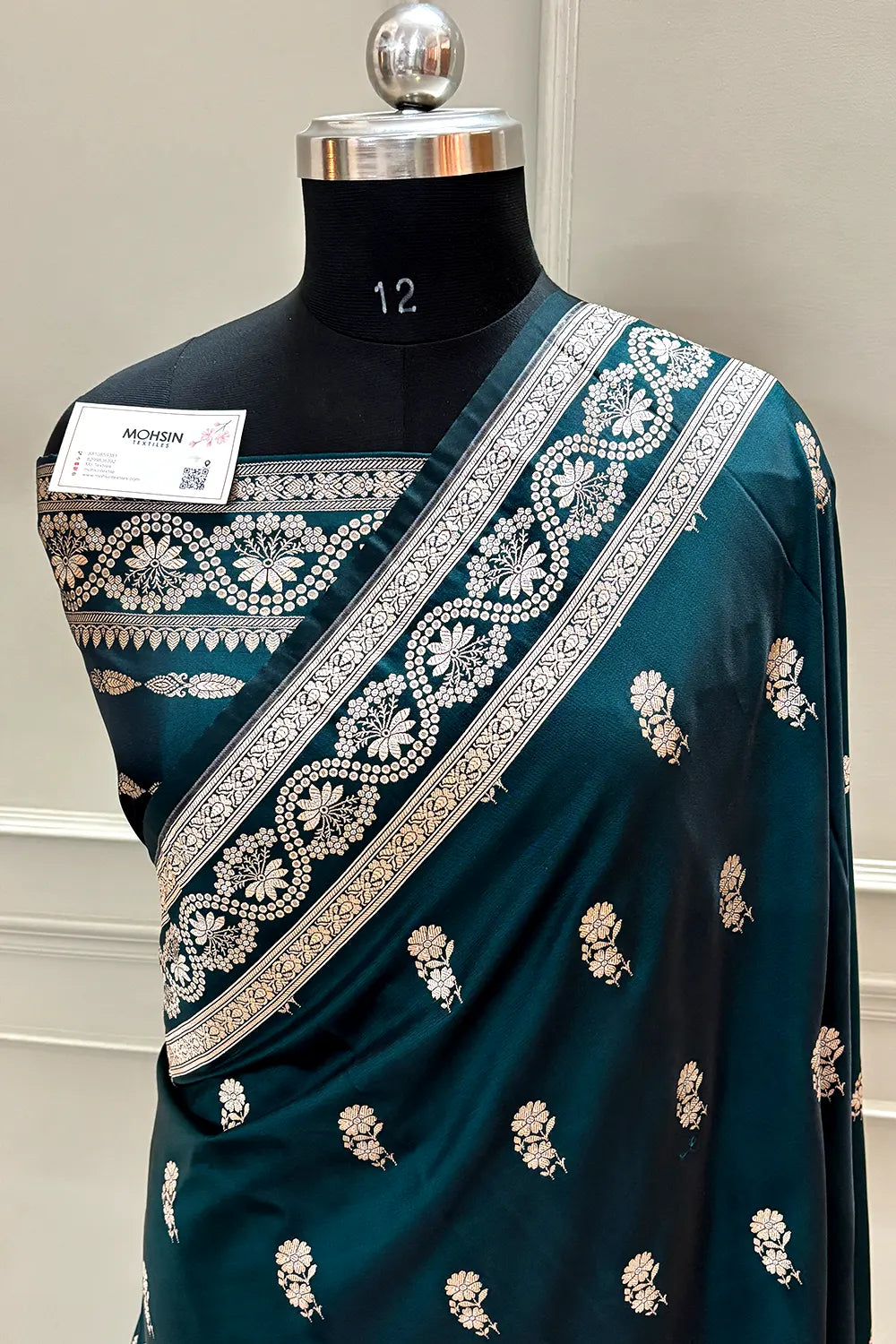 Teal Golden Zari Katan Silk Banarasi Saree