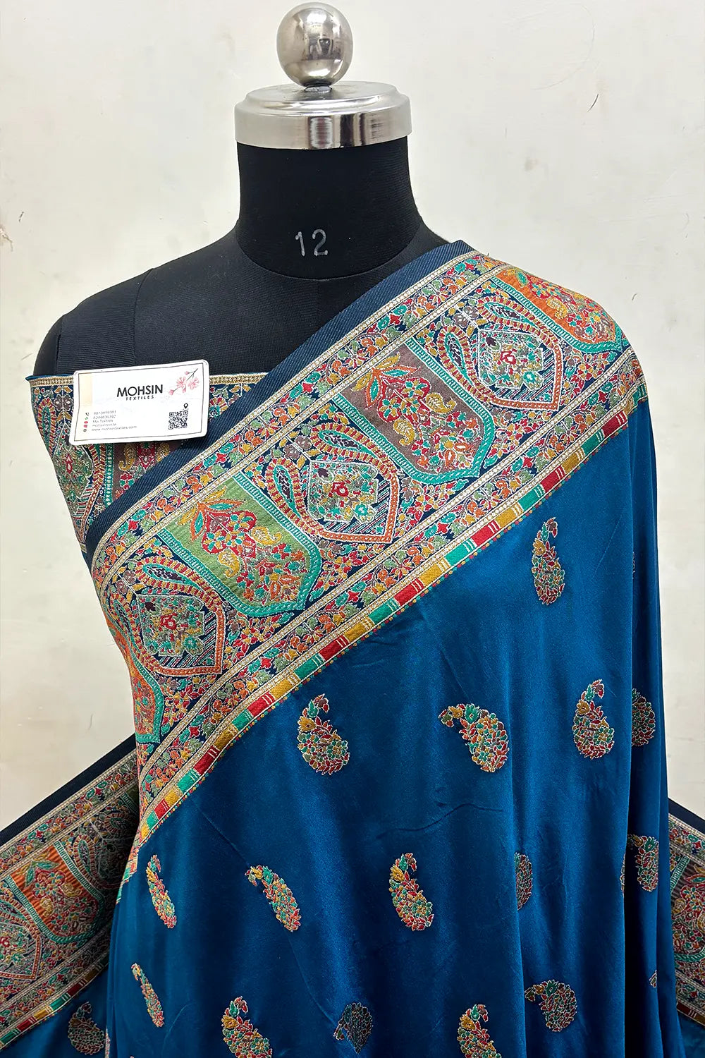 Teal Pashmina Silk Banarasi Saree