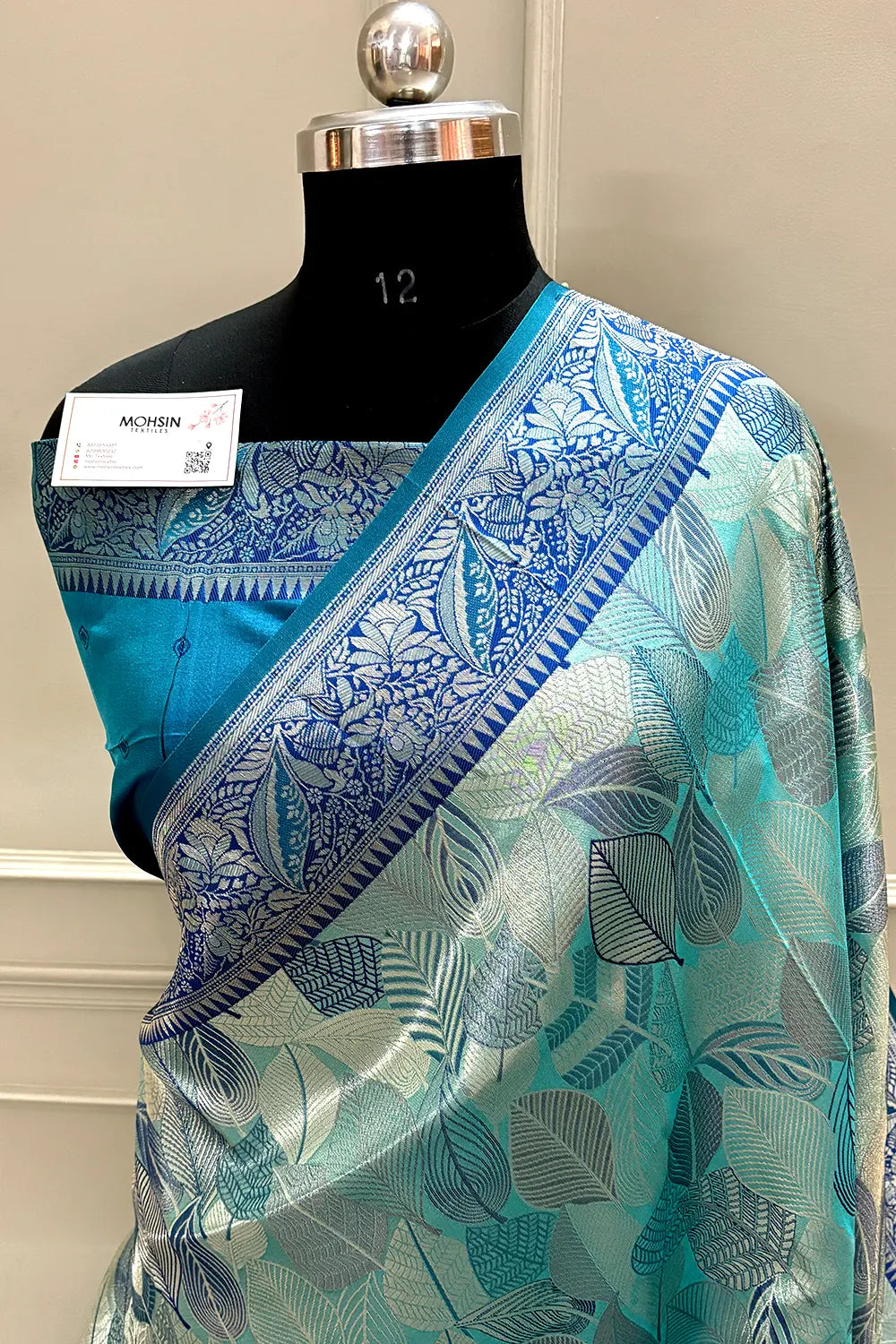 Teal Pashmina Tissue Silk Banarasi Saree