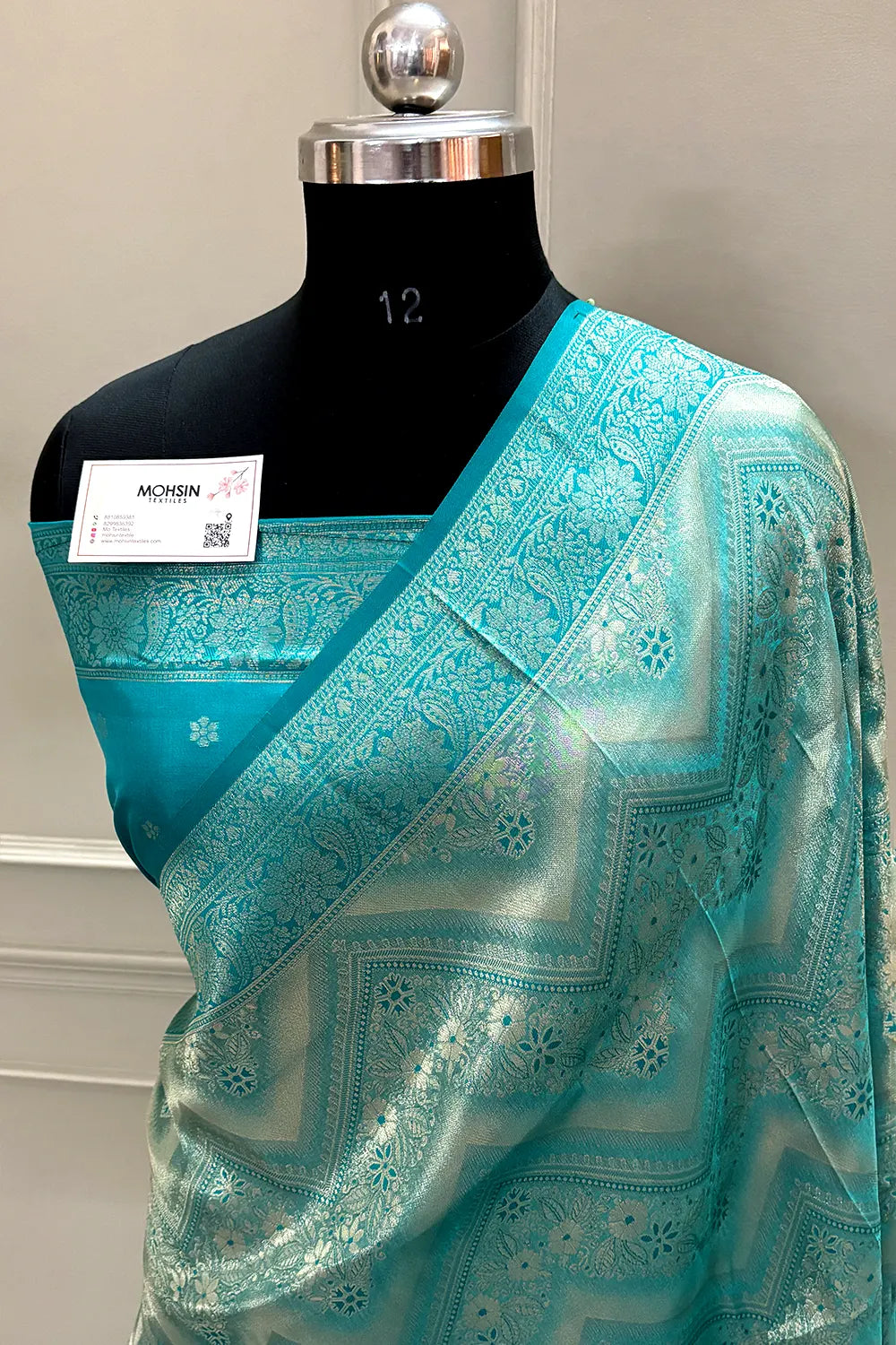 Teal Pashmina Tissue Silk Banarasi Saree