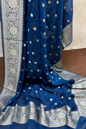 Teal Pure Viscose Georgette Banarasi Suit