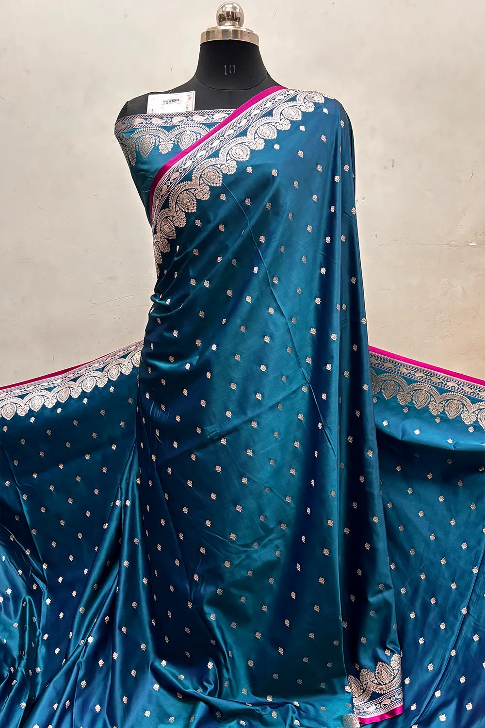 Teal Purple Jadi Buti Katan Silk Banarasi Saree