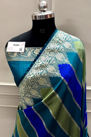 Teal Rangkaat Katan Silk Banarasi Saree