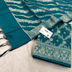 Teal Resham Banarasi Silk Suit