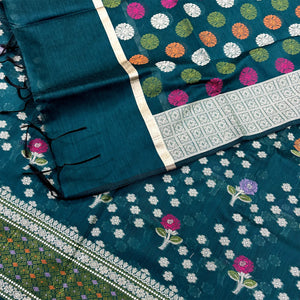 Teal Resham Banarasi Silk Suit