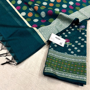 Teal Resham Banarasi Silk Suit