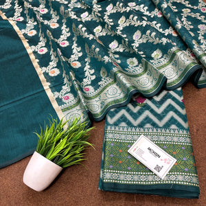 Teal Resham Banarasi Silk Suit