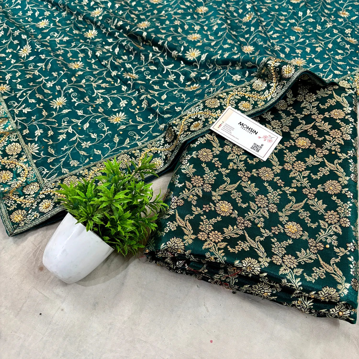 Teal Stone Work Kimkhab Silk Banarasi Gharara