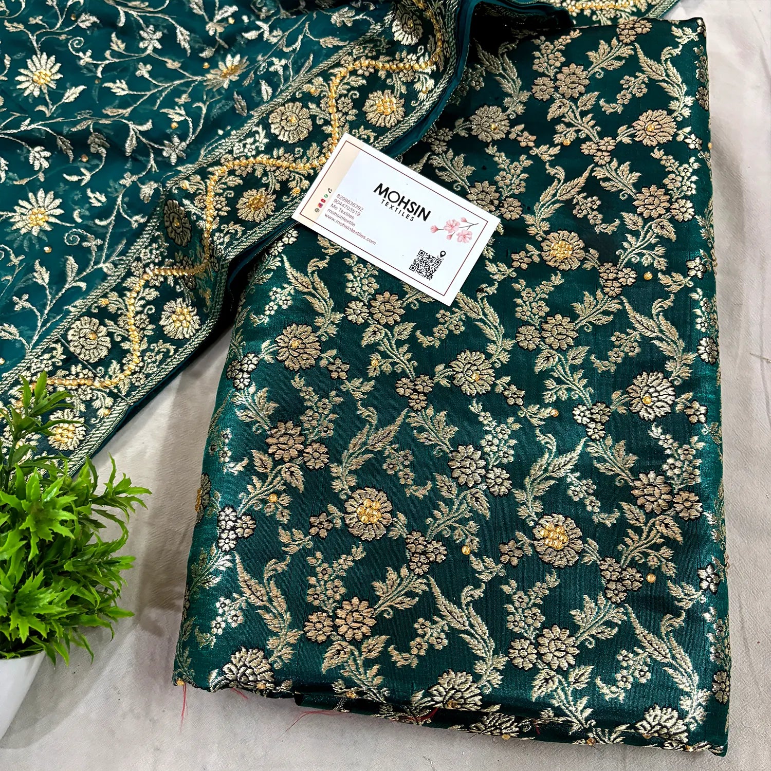 Teal Stone Work Kimkhab Silk Banarasi Gharara