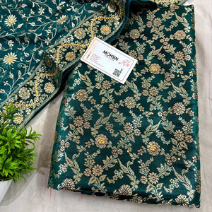 Teal Stone Work Kimkhab Silk Banarasi Gharara