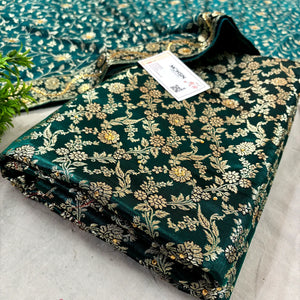 Teal Stone Work Kimkhab Silk Banarasi Gharara