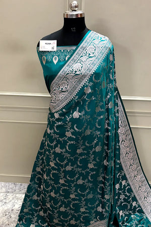 Red Suhani Jaal Katan Mashru Silk Banarasi Saree