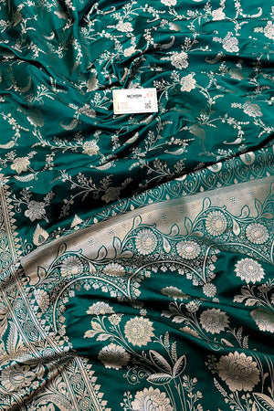 Red Suhani Jaal Katan Mashru Silk Banarasi Saree