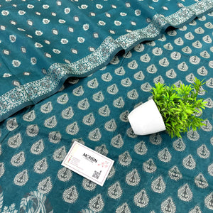 Teal Surahi Buti Cotton Silk Banarasi Suit