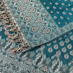 Teal Surahi Buti Cotton Silk Banarasi Suit