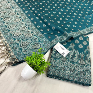 Teal Surahi Buti Cotton Silk Banarasi Suit