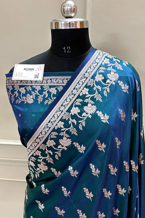 Teal Tejo Katan Silk Banarasi Saree