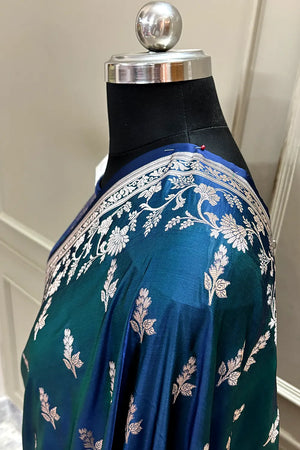 Teal Tejo Katan Silk Banarasi Saree