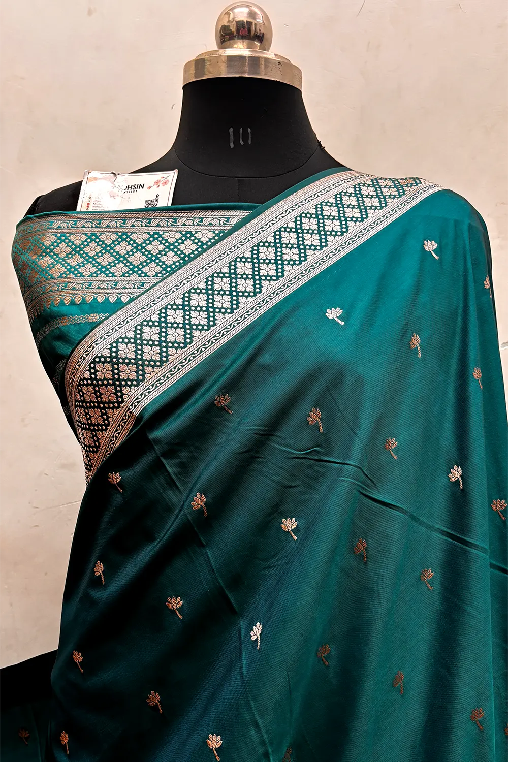 Teal Vice City Beach Katan Silk Banarasi Saree