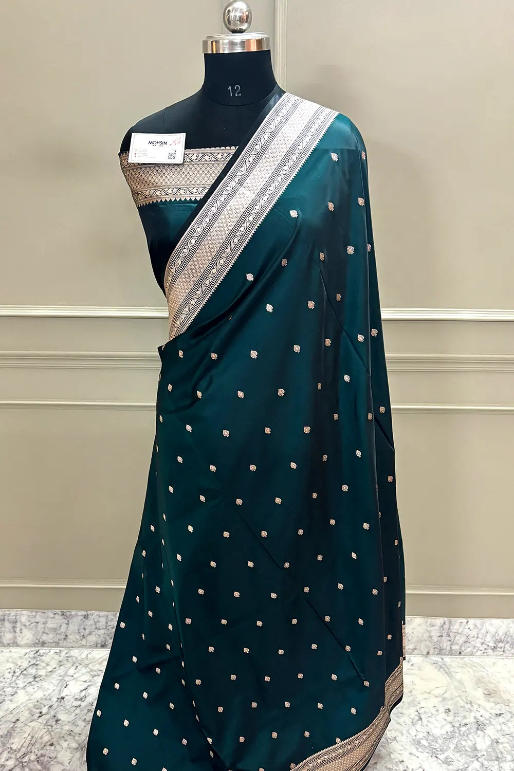 Teal Wazir Buti Katan Silk Banarasi Saree