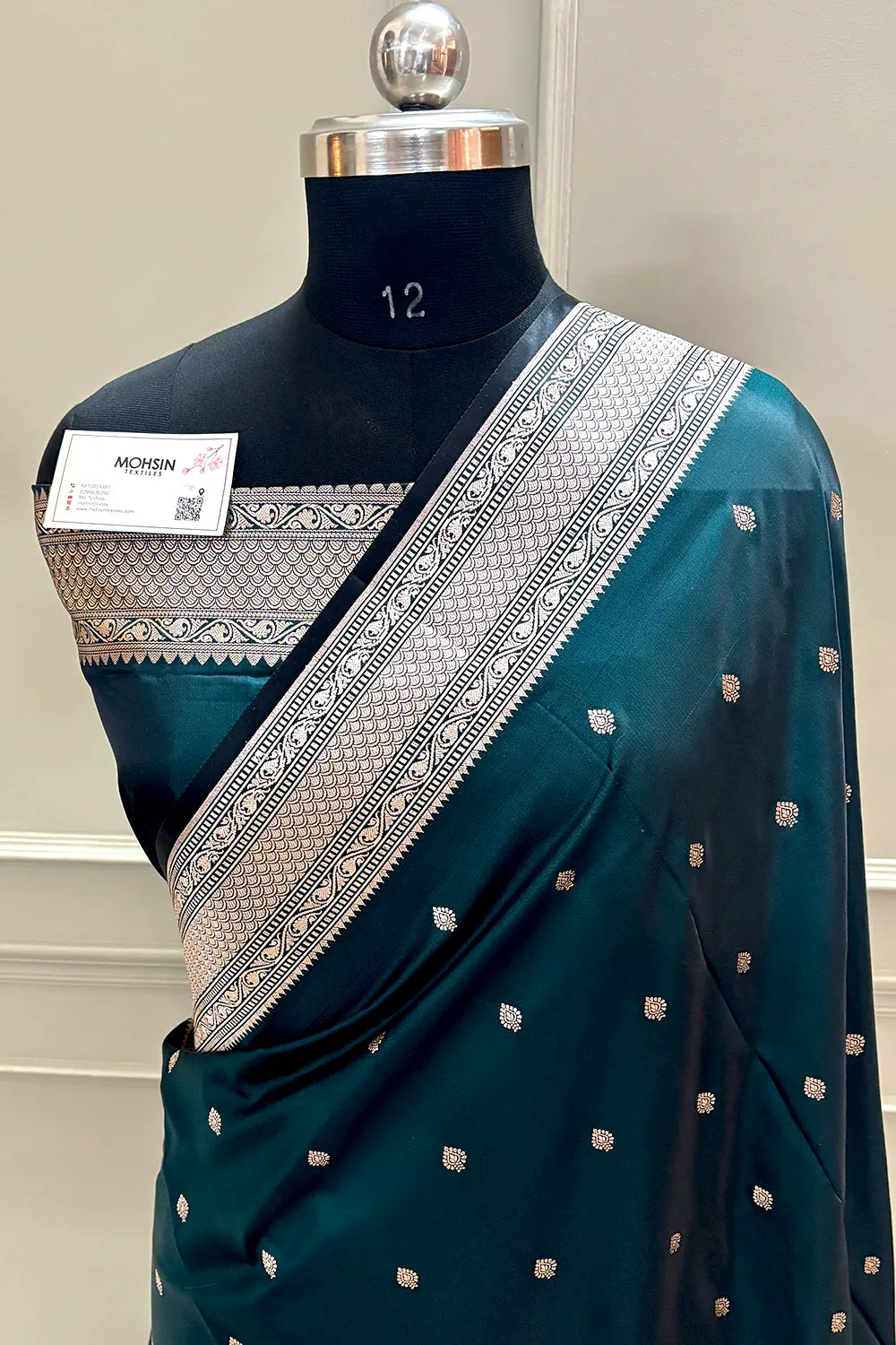 Teal Wazir Buti Katan Silk Banarasi Saree