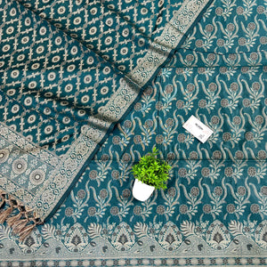 Teal Yoga Jaal Cotton Silk Banarasi Suit
