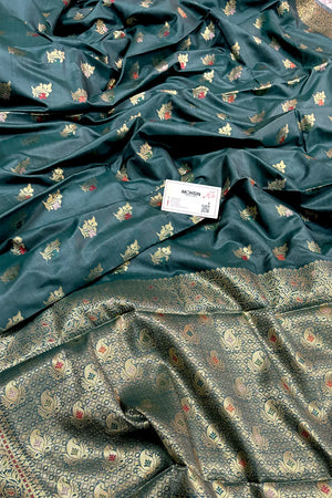 Teal Zari Banarasi Silk Saree