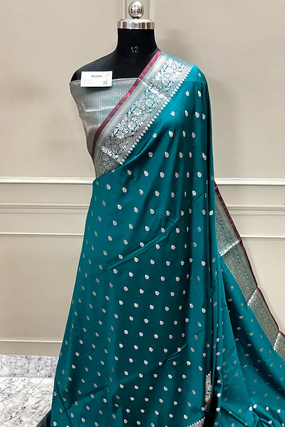 Teal Zari Banarasi Silk Saree