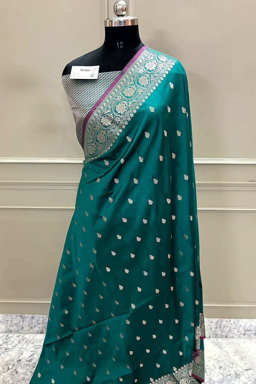 Teal Zari Banarasi Silk Saree