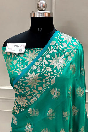 Teal Zari Banarasi Silk Saree