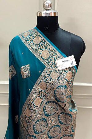 Teal Zari Banarasi Silk Saree