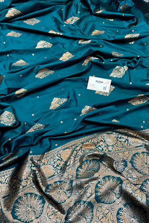 Teal Zari Banarasi Silk Saree