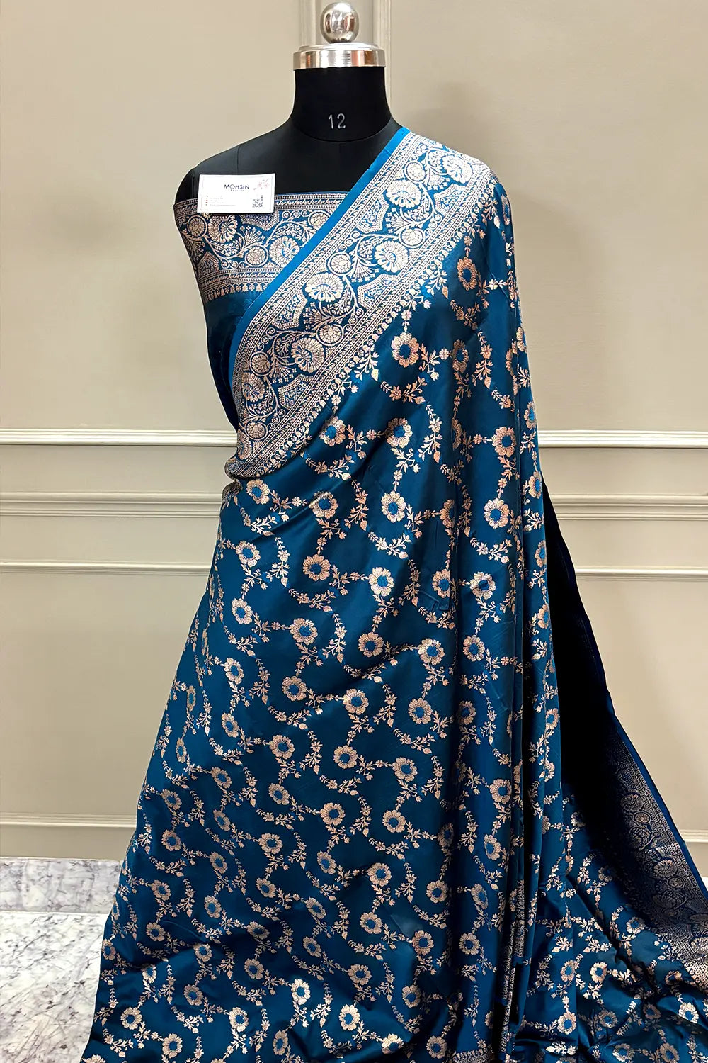 Teal Zari Banarasi Silk Saree