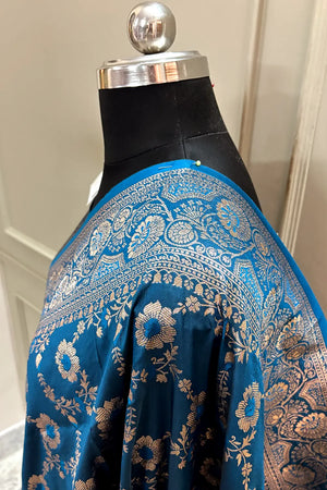 Teal Zari Banarasi Silk Saree