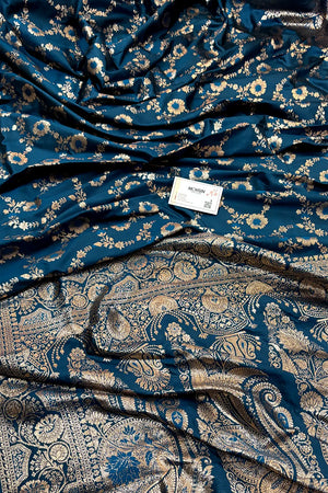 Teal Zari Banarasi Silk Saree
