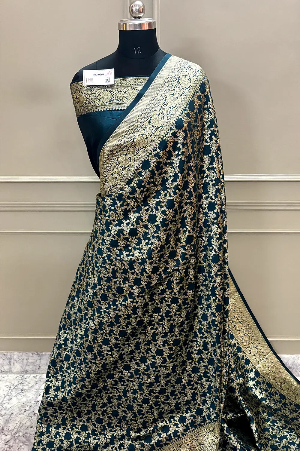Teal Zari Banarasi Silk Saree