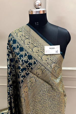 Teal Zari Banarasi Silk Saree